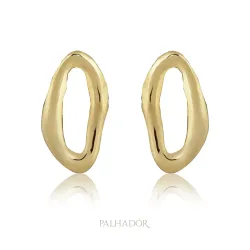 brinco oval vazado  g ouro