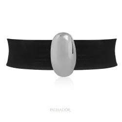 colar choker orgânica oval ródio branco