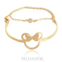 pulseira petit placa minnie com corrente