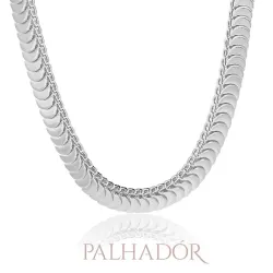 choker escamada ródio branco