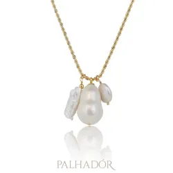 colar longo cordão baiano 3 pérolas barroca ouro