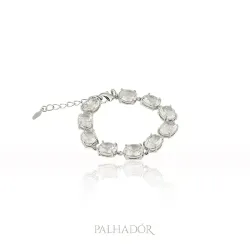 pulseira pedras cristal oval ródio branco