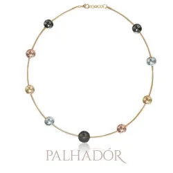 colar choker bolas 4 banhos ouro