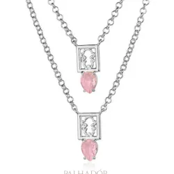 colar escapulário mom 2 meninas morganita ródio branco