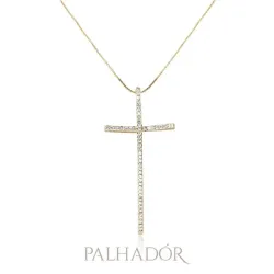 colar cruz cravejada ouro