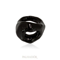 anel facetado spfw esmaltado black
