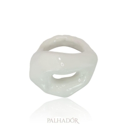 anel facetado spfw esmaltado white