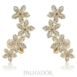 brinco earcuff flor 5 pétalas ouro
