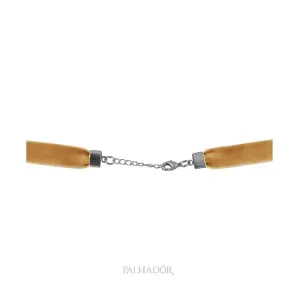 colar choker veludo caramelo ródio branco