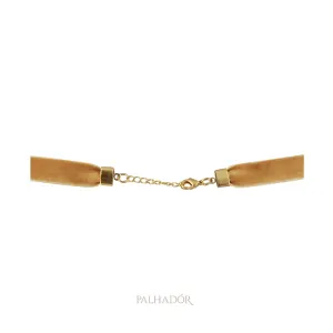 colar choker veludo caramelo ouro