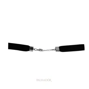 colar choker veludo preto ródio branco