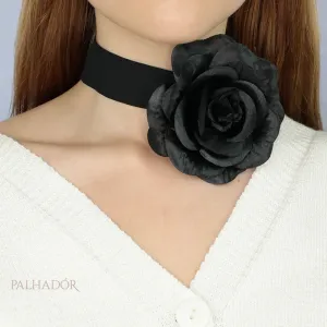 choker rosa fita musseline de seda 30mm