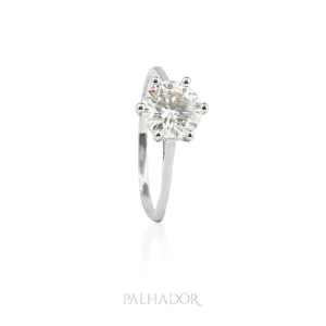 anel solitário moissanite prata 925 2 quilates