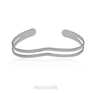 bracelete fio duplo ródio branco