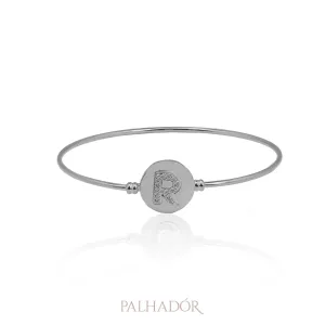 bracelete click letra r ródio branco