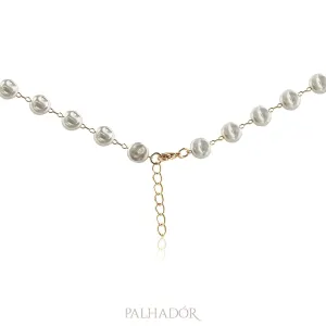 choker pérola moeda ouro