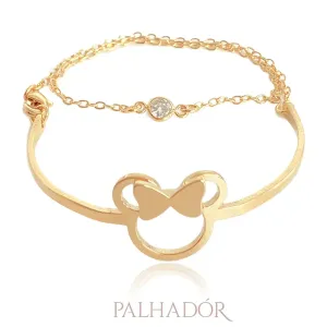 pulseira petit placa minnie com corrente