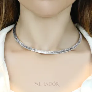 choker aro riscado ródio branco