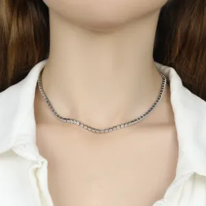 choker riviera 3mm  com extensor ródio branco