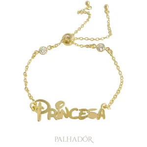 pulseira petit placa princesa e corrente