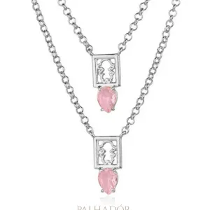 colar escapulário mom 2 meninas morganita ródio branco