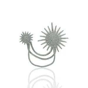 broche dois meteoros cravejados com rivieira
