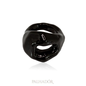 anel facetado spfw esmaltado black