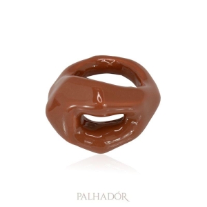 anel facetado spfw esmaltado mocha