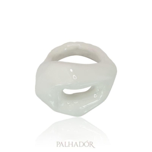 anel facetado spfw esmaltado white