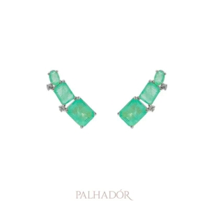 brinco ear cuff fusion turmalina ródio branco