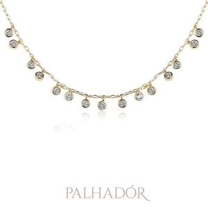 colar 16 pontos zircônia ouro