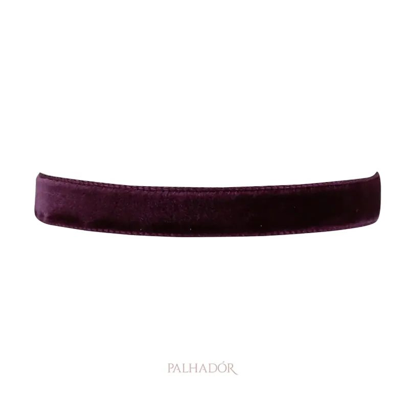 COLAR CHOKER VELUDO FUCSIA RÓDIO BRANCO