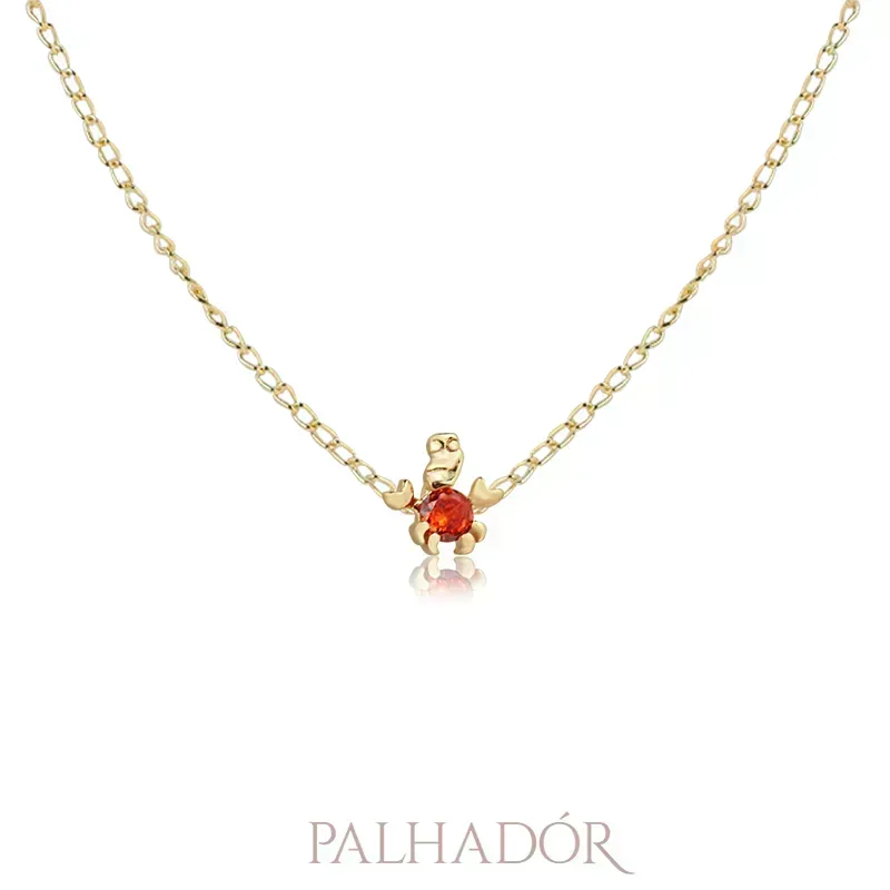 COLAR PETIT SEBASTIÃO ZIRCÔNIA CORAL OURO