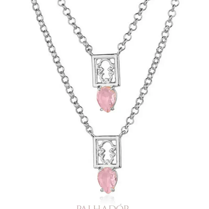 COLAR ESCAPULÁRIO MOM 2 MENINAS MORGANITA RÓDIO BRANCO