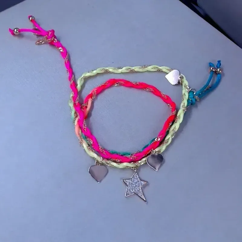 PL Hand Made com pingentes de Estrelas e Coração M 49 cm