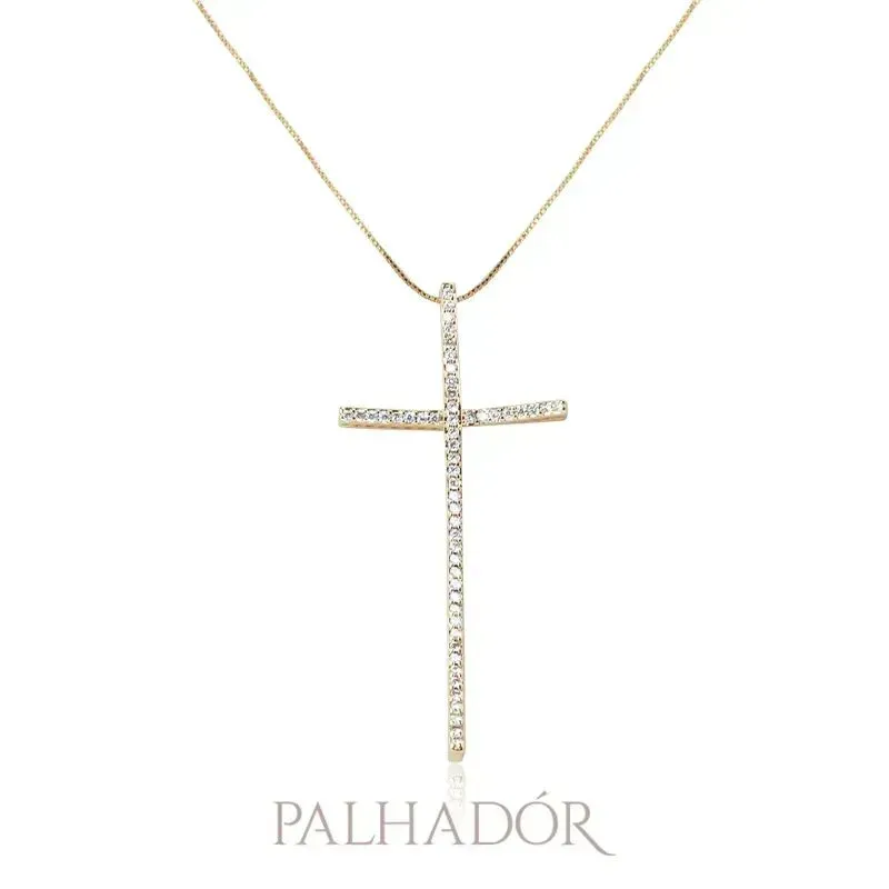 COLAR CRUZ CRAVEJADA OURO
