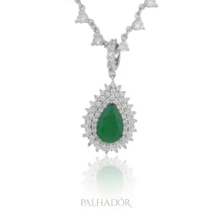 pingente diamond thassia fusion esmeralda ródio branco