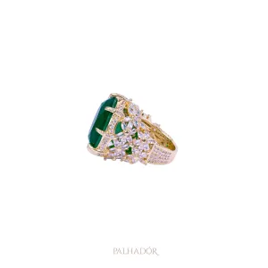 anel fusion luxo esmeralda ouro