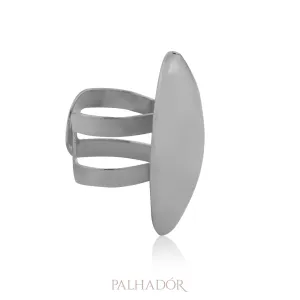 anel eletroformação oval regulável ródio branco