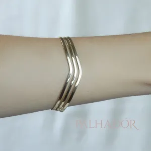 bracelete 3 fio onda ouro