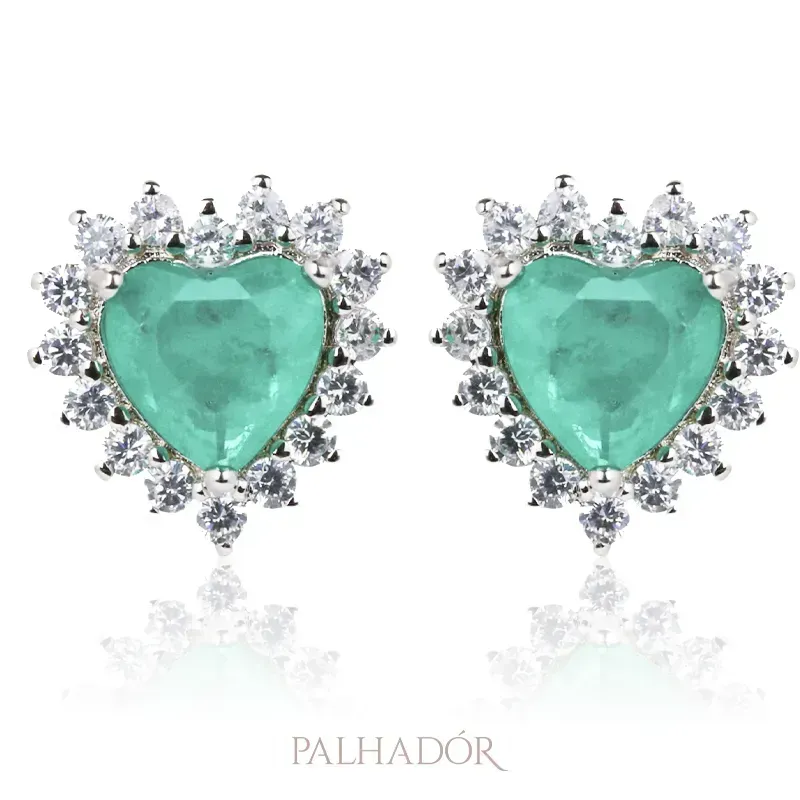 BRINCO FUSION CORAÇÃO TURMALINA CRAVAÇÃO CRISTAL RÓDIO BRANCO BRINCO FUSION CORAÇÃO TURMALINA CRAVAÇÃO CRISTAL RÓDIO BRANCO