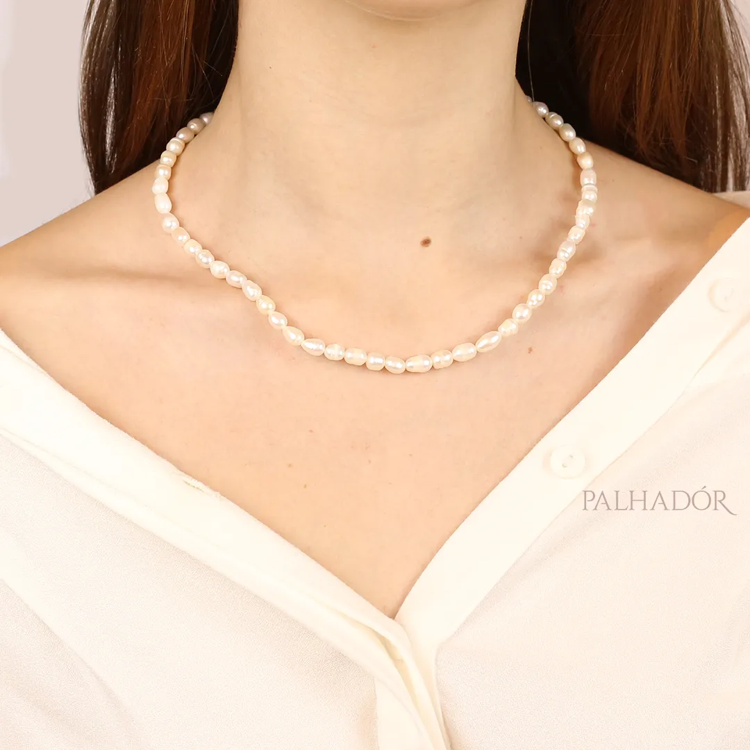 COLAR PAULA PÉROLAS 45 CM RÓDIO BRANCO