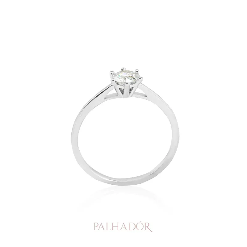 ANEL SOLITÁRIO MOISSANITE PRATA 925 0.5 QUILATES