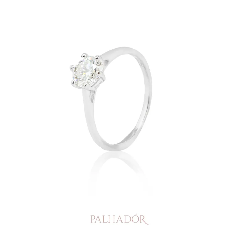 ANEL SOLITÁRIO MOISSANITE PRATA 925 1 QUILATE