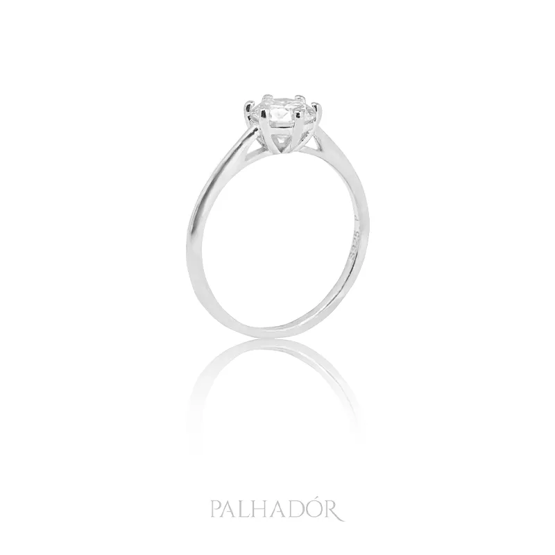 ANEL SOLITÁRIO MOISSANITE PRATA 925 1 QUILATE