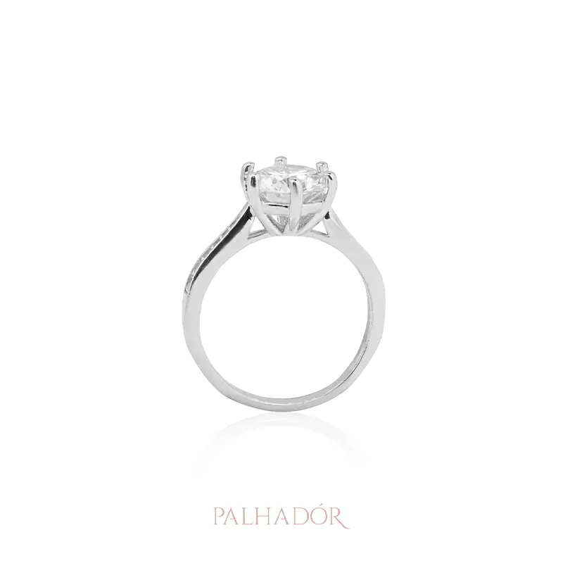 ANEL SOLITÁRIO MOISSANITE PRATA 925 1 QUILATE