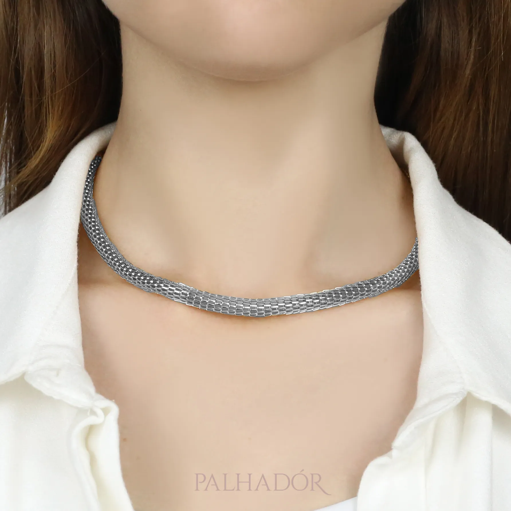 CHOKER CORRENTE OCA 6mm RÓDIO BRANCO