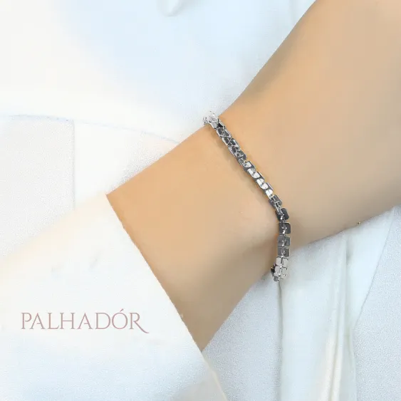 PULSEIRA LAMINADA QUADRADA RÓDIO BRANCO