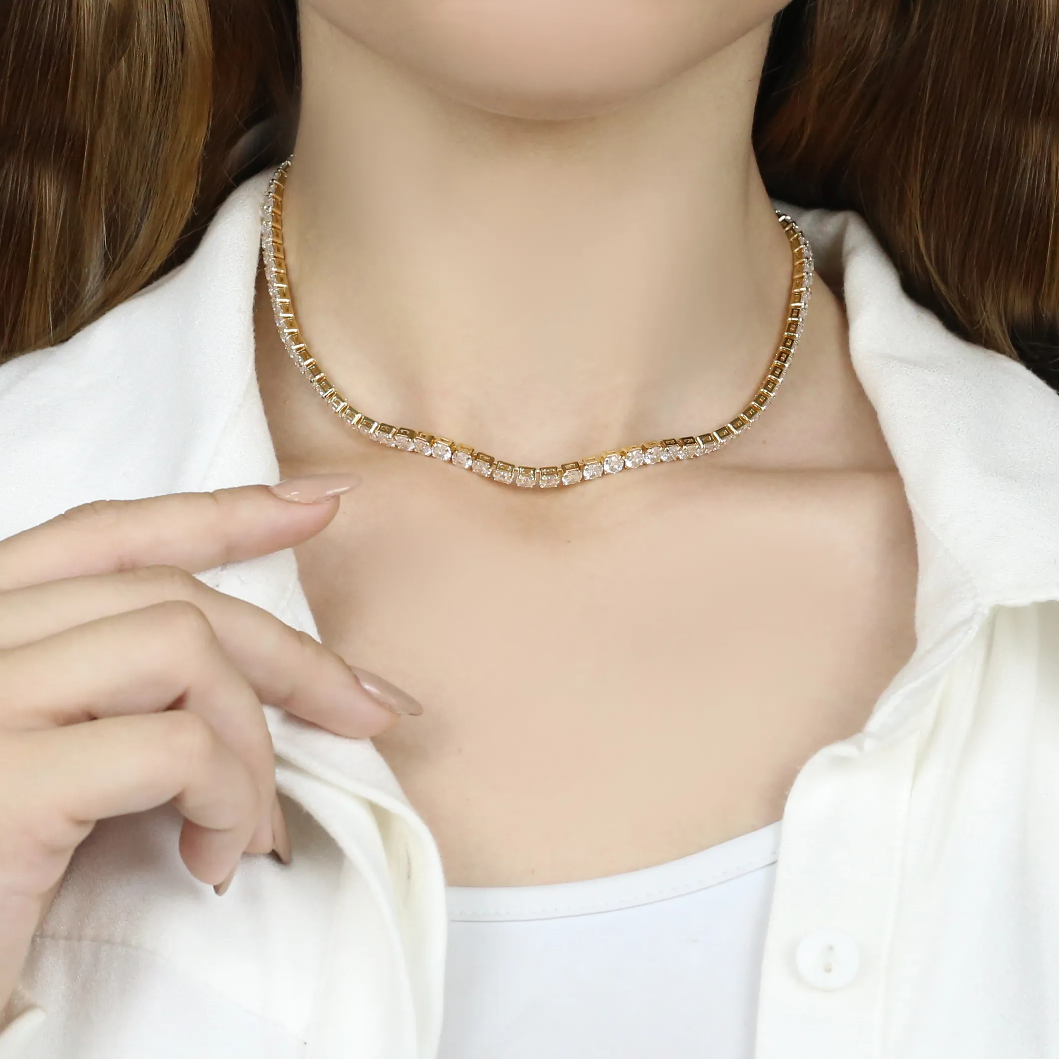 CHOKER RIVIERA 4MM  COM EXTENSOR OURO