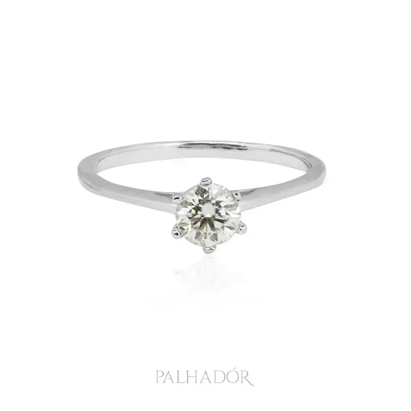 ANEL SOLITÁRIO MOISSANITE PRATA 925 0.5 QUILATES